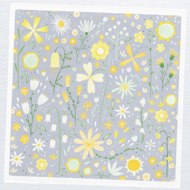 Hübsch Blue Botanic Wildblume Floral Serviette (Pretty floral wildflower paper party napkin)