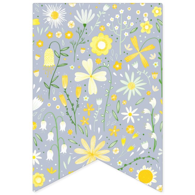 Hübsch Blue Botanic Wildblume Floral Wimpelkette (Erste Fahne)
