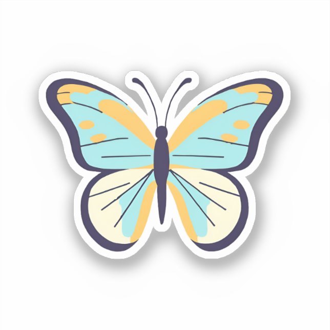 Hübsch Blue Butterfly Aufkleber (Vorderseite)