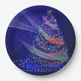 Hübsch Blue Christmas Tree Graphic Pappteller
