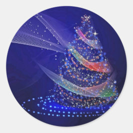 Hübsch Blue Christmas Tree Graphic Runder Aufkleber