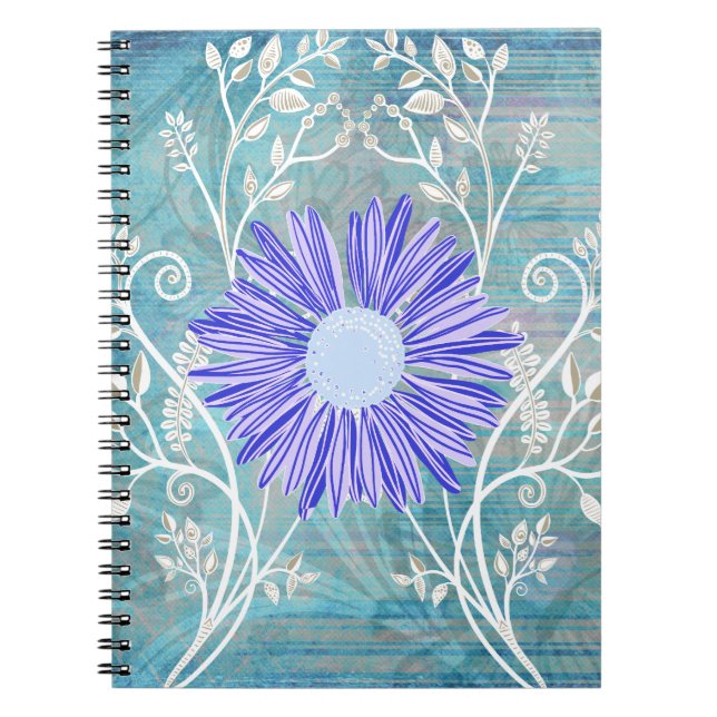 Hübsch Blue Daisy Blume Muster Geschenke Notizblock (Vorderseite)