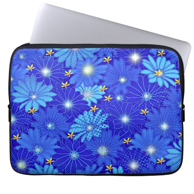 Hübsch Blue Daisy Muster Laptopschutzhülle (Vorderseite)