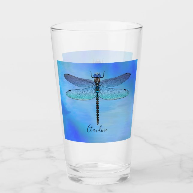 Hübsch Blue Dragonfly Drink Beer Pint Brille Glas (Vorderseite)
