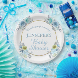Hübsch Blue Floral Es ist eine Baby-Dusche Pappteller