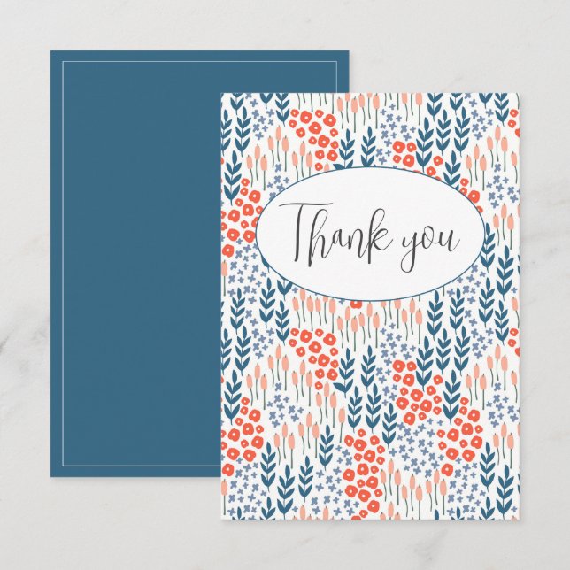 Hübsch Blue Floral Floral Vielen Dank Karte (Vorne/Hinten)