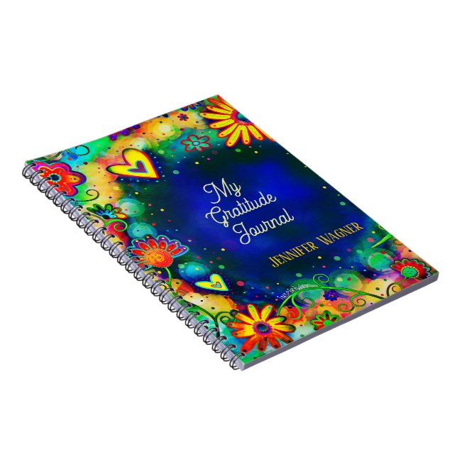 Hübsch Blue Floral Individuelle Name Dankbarkeit J Notizblock (Rechte Seite)