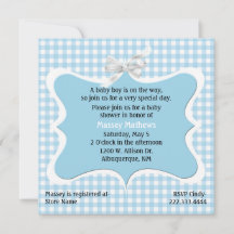 Hübsch Blue Gingham Custom Baby Dusche