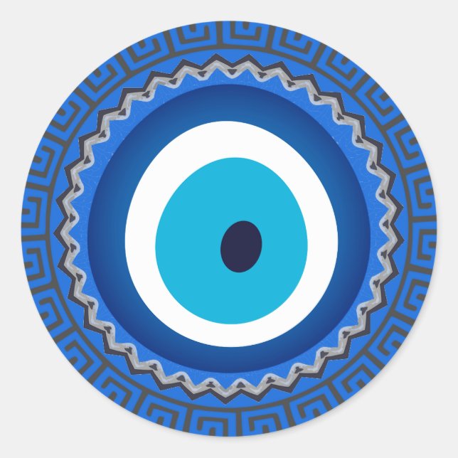 Hübsch Blue Griechisch Mandala Nazar Evil Eye Amul Runder Aufkleber (Vorderseite)