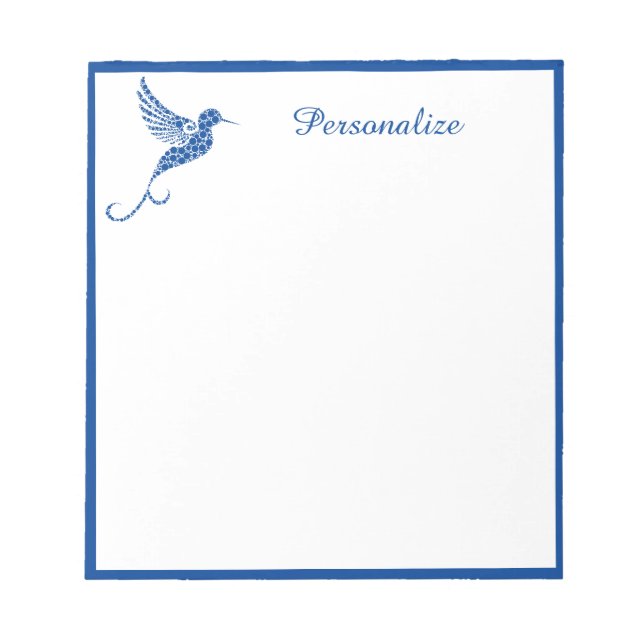 Hübsch Blue Hummingbird Personalisiert Notepad Notizblock (Vorderseite)