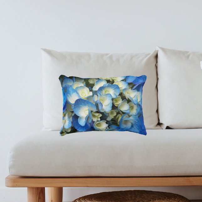 Hübsch Blue Hydrangea Floral Dekokissen (In Situ Sofa)