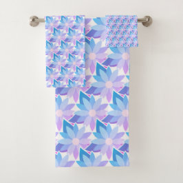 Hübsch Blue Lila Blume Badhandtuch Set