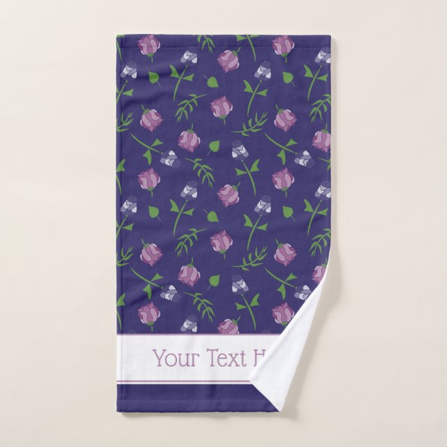 Hübsch Blue Lila Pink Roses Rosenknospe Blumendruc Badhandtuch Set (Handtuch)