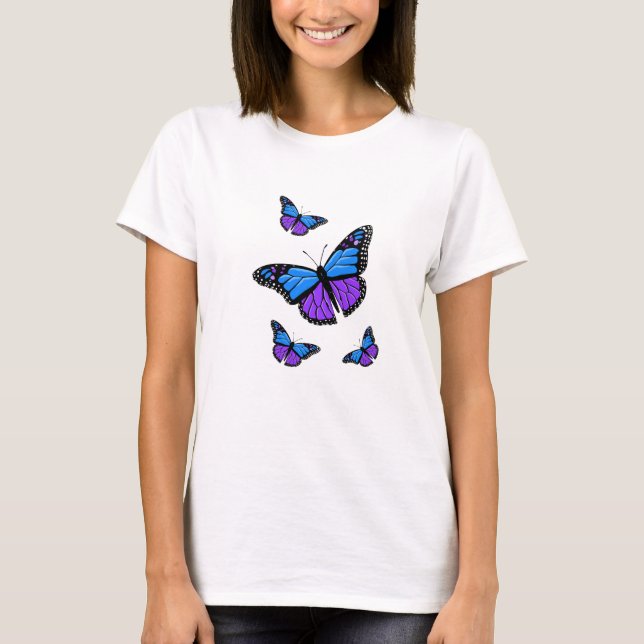Hübsch Blue Lila und Black Butterfells T-Shirt (Vorderseite)
