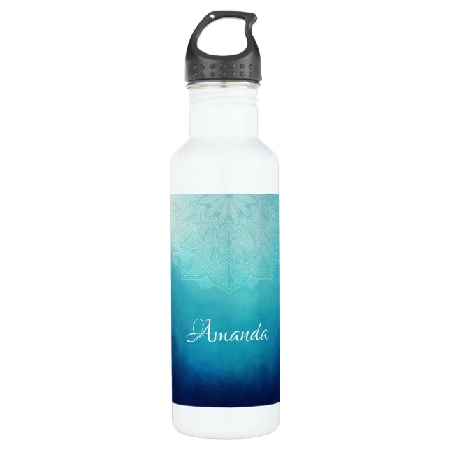 Hübsch Blue Mandala Abstrakt Edelstahlflasche (Vorderseite)