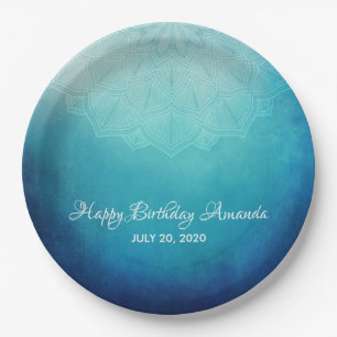 Hübsch Blue Mandala Abstrakt Geburtstag Pappteller