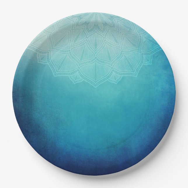 Hübsch Blue Mandala Abstrakt Pappteller (Vorderseite)