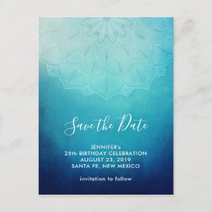 Hübsch Blue Mandala Abstrakt Save the Date Postkarte