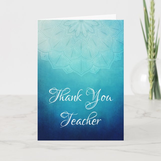 Hübsch Blue Mandala Abstrakt Teacher Wertschätzung Karte (Vorderseite)