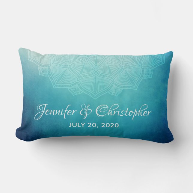 Hübsch Blue Mandala Abstrakt Wedding Lendenkissen (Vorderseite)