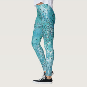 Hübsch Blue Mandala Grunge Pattern Leggings
