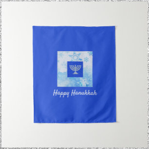 Hübsch Blue Menorah Hanukkah Wandteppich