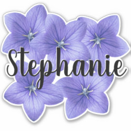 Hübsch Blue Monogram Name Blume Nature Modern Aufkleber