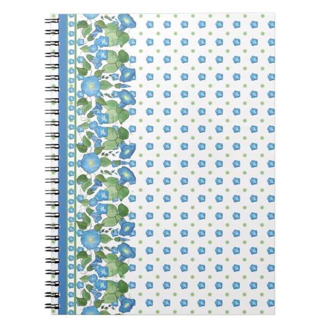 Hübsch Blue Morning Glory Border Spirituosen Noteb Notizblock (Vorderseite)