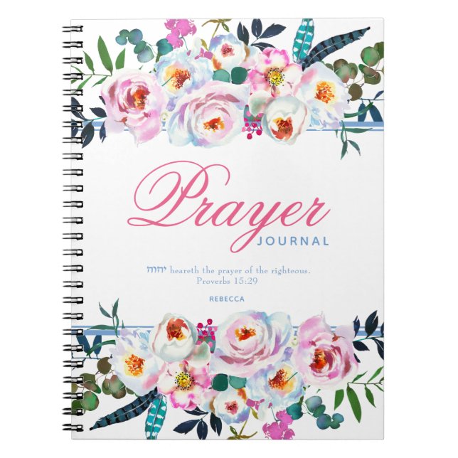 Hübsch Blue Named Floral Prayer Journal Notizblock (Vorderseite)