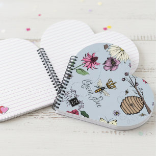 Hübsch Blue Queen Bee & Royal Crown Floral Notizbuch