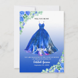 Hübsch Blue Quinceañera Dama Vorschlag Einladung