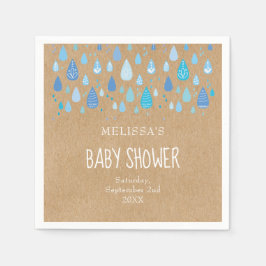 Hübsch Blue Raindrops Baby Shower / Sprinkle Boho Serviette
