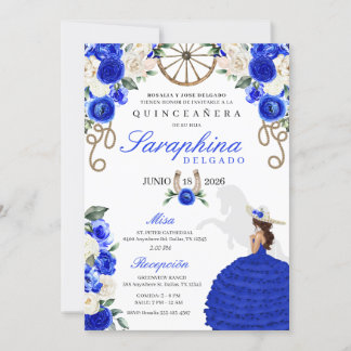 Hübsch Blue Rose Western Cowgirl Quinceañera Einladung