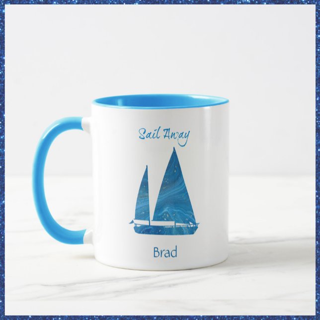 Hübsch Blue Sailboat Nautical Tasse (Von Creator hochgeladen)