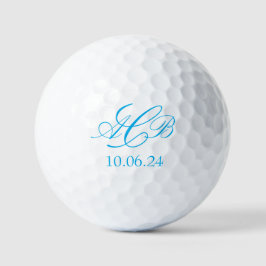 Hübsch Blue Script Initials Monogram Bevorzugung o Golfball