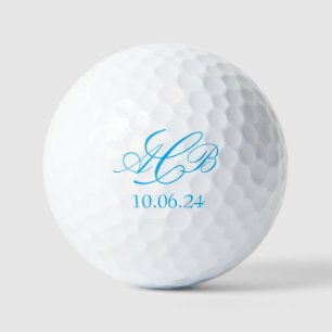 Hübsch Blue Script Initials Monogram Bevorzugung o Golfball