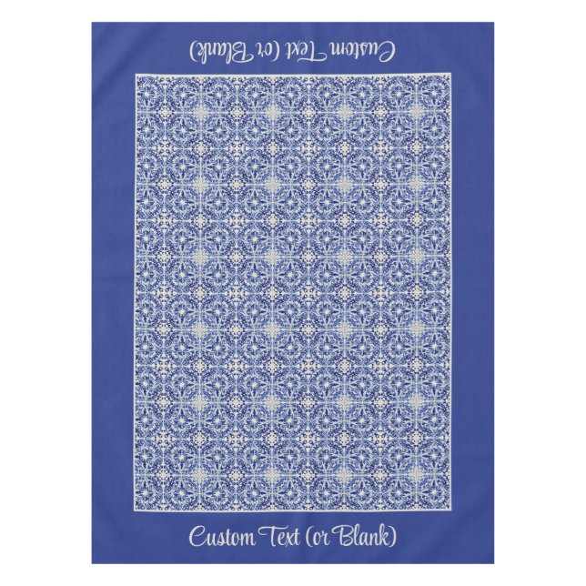 Hübsch Blue Vintag Bauernhof Küche lackiert Tile Tischdecke (Vorderseite)