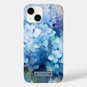 Hübsch Blue Watercolor Hydrangea Namensvorlage Case-Mate iPhone 14 Hülle