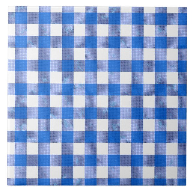 Hübsch Blue White Gingham Design Fliese (Vorderseite)