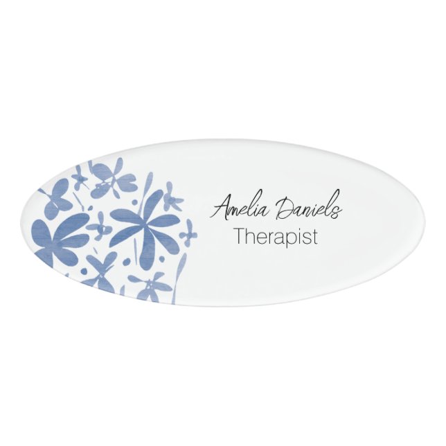 Hübsch Blue Wildblume Namenschild (Vorderseite)