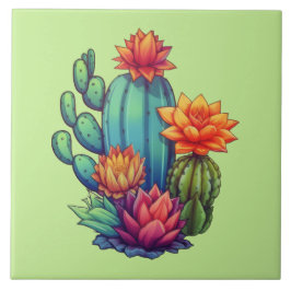 Hübsch blühende Kaktus Fliese