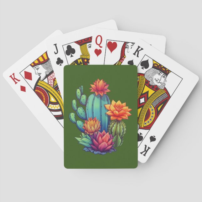 Hübsch blühende Kaktus Spielkarten (Rückseite)