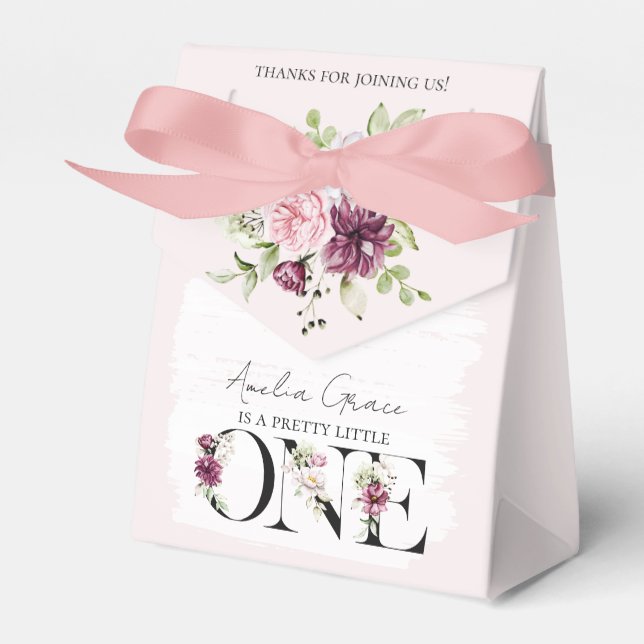 Hübsch Blush Floral ONE Baby Girl's First Birthday Geschenkschachtel (Vorderseite)
