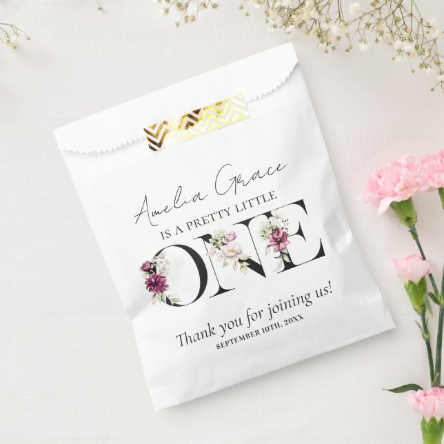 Hübsch Blush Floral ONE Baby Girl's First Birthday Geschenktütchen (Versiegelt)