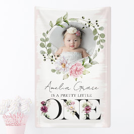 Hübsch Blush Floral ONE Erstgeburtstag Baby Foto Banner