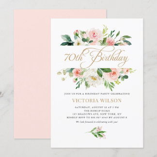 Hübsch Blush Peony Floral Frame 70. Geburtstag Einladung