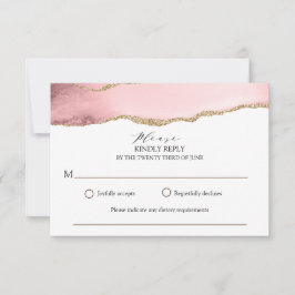 Hübsch Blush Pink Agate Moderne Hochzeit RSVP Karte