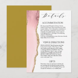 Hübsch Blush Pink Agate Moderne Hochzeitsdetails Begleitkarte
