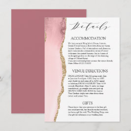 Hübsch Blush Pink Agate Moderne Hochzeitsdetails Begleitkarte