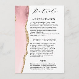 Hübsch Blush Pink Agate Moderne Hochzeitsdetails Begleitkarte